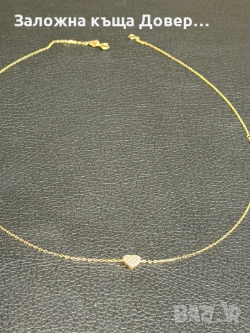 Ново Фино колие сърце с кубични циркони от жълто злато 14К чисто ново gold 585, снимка 8 - Колиета, медальони, синджири - 53625267