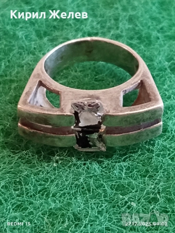 Сребърен пръстен с два камъка ТИ и АЗ масивен майсторска изработка 24873, снимка 3 - Пръстени - 52909374
