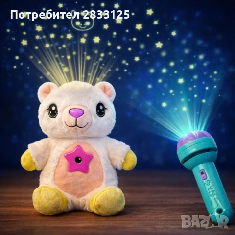 Плюшена играчка с нощна лампа 2в1 + детски фенер-проектор със светлинни картинки, снимка 7 - Плюшени играчки - 53771372