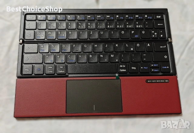 Луксозна сгъваема Bluetooth клавиатура OMOTON с тъчпад. QWERTZ layout , снимка 8 - Клавиатури и мишки - 53360222