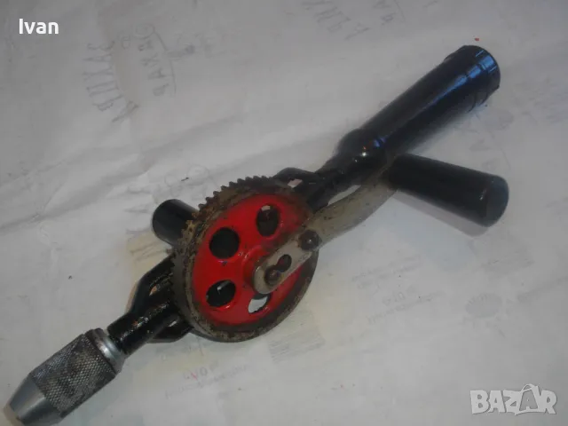 340мм РЕТРО РУСКА СОЦ СССР РЪЧНА ДРЕЛКА БОРМАШИНА МАТКАП ЗАХВАТ 1-10мм МАСИВНА ОТЛИЧНА, снимка 2 - Бормашини - 48307935