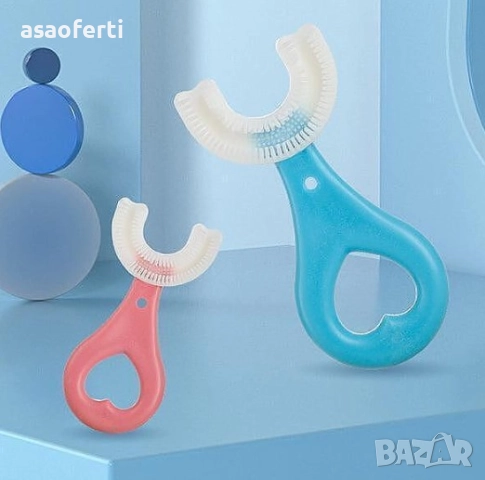 🦷 U-образна Детска Четка за Зъби – Цялостно Почистване, Силикон, 2 Размера (0-6 и 6-12 г.), снимка 2 - Други - 52558110