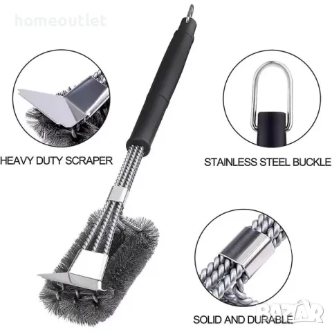 ПРОМОЦИЯ Четка за почистване на грил BBQ GRILL BRUSH (X000U0KIMJ), снимка 7 - Барбекюта - 50096831