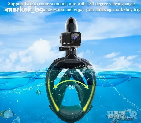 Маска с шнорхел за плуване под вода FULL FACE, снимка 2 - Водни спортове - 49432751
