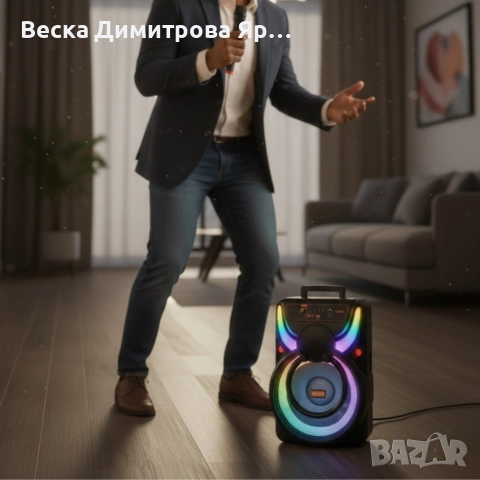 Преносима Bluetooth тонколона WSJAR E-8807 – Караоке, FM, LED ефекти, снимка 5 - Тонколони - 52754474