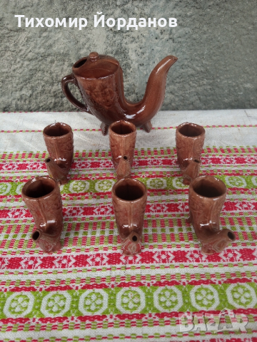 Керамичен сервиз за ракия "Хан Крум"., снимка 6 - Антикварни и старинни предмети - 44779884