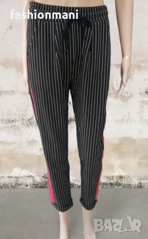 Дамски панталони на райе с джобове 3 цвята - код 1095