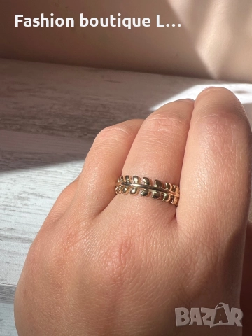 Златист пръстен с формата на лавров венец ❤️, снимка 2 - Пръстени - 52247792