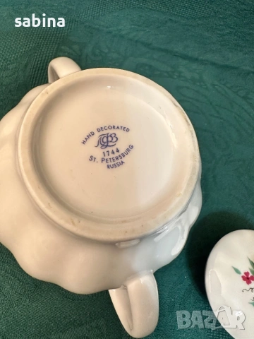 Руски порцелан-сервиз за чай Божури или Утренний на ЛФЗ Ломоносов, снимка 12 - Сервизи - 53640469