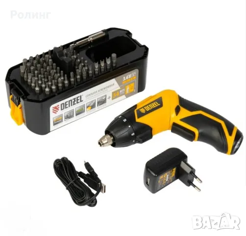 Отвертка акумулаторна с аксесоари CSL-3.6-01, батерия Li-ion 3.6 V, 1.3 Ah., DENZEL, 260017
