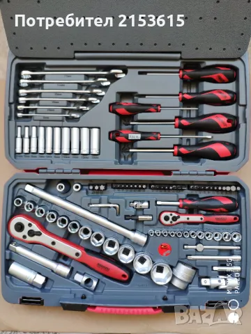 Teng tools тенг 1/4 и 1/2 гидория 95 части КАЧЕСТВЕНИ вложки ключове отвертки комплект, снимка 2 - Куфари с инструменти - 48556596