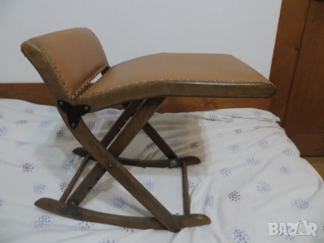 Антикварно сгъваемо столче за крака, снимка 2 - Антикварни и старинни предмети - 42541060
