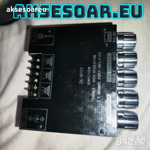 Мощен висококачествен мини Стерео цифров Bluetooth 5.1 усилвател Клас D 2 X  50W + 100W 2.1 събуфер, снимка 9 - Ресийвъри, усилватели, смесителни пултове - 56223540