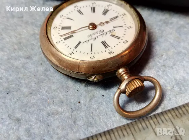 Philibert Carlier Chatelet Стар ШВЕЙЦАРСКИ СРЕБЪРЕН ДЖОБЕН ЧАСОВНИК СРЕБРО 800 с ПОЗЛАТА РЯДЪК 48405, снимка 7 - Антикварни и старинни предмети - 48074074