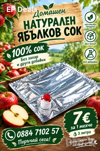 Домашен Ябълков Сок 100% Натурален