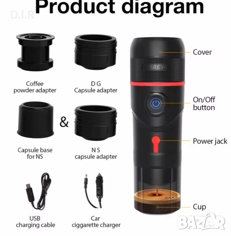 Преносима кафе машина Brand+ HiBREW за кола и дом, DC12V Expresso кафемашина, снимка 6 - Кафемашини - 52591101