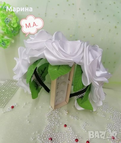 Диадема " 7 бели рози ", снимка 4 - Аксесоари за коса - 41589034
