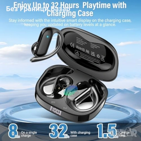 Нови Open Ear спортни слушалки Bluetooth 5.4, 32H, IPX7, HiFi, ENC Кутия за зареждане, снимка 4 - Слушалки и портативни колонки - 53278919