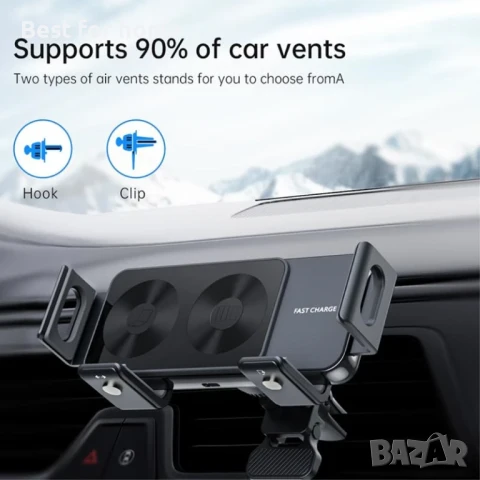  Безжично зарядно за кола  за мобилен телефон със сгъваем екран Samsung , снимка 4 - Зарядни за кола - 51167884