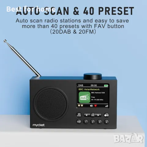 Преносимо DAB радио с Bluetooth,  Mycket, снимка 5 - Радиокасетофони, транзистори - 50176299