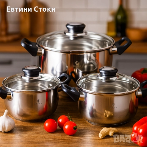 Комплект тенджери MC1855 6 части с капаци и ергономичен дизайн, снимка 2 - Съдове за готвене - 52150253