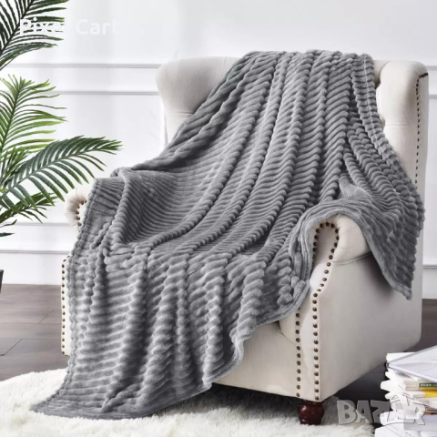 Поларено одеяло - Сиво 200x230, снимка 3 - Олекотени завивки и одеяла - 44810250