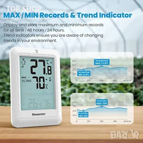 Нов Безжичен вътрешен външен цифров термометър хигрометър влажност, снимка 4 - Други стоки за дома - 49657699