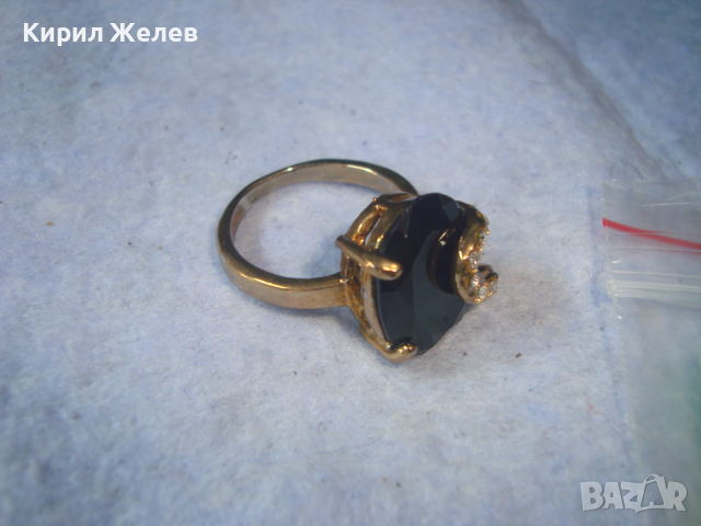 ЗЛАТИСТ СКЪПОЦЕНЕН с ИНКРУСТИРАНИ ЦИРКОНИ и ГОЛЯМ ФАСЕТИРАН ЧЕРЕН ОНИКС АРТ ПРЪСТЕН 3333, снимка 9 - Антикварни и старинни предмети - 36422343