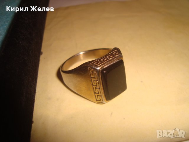 ПОСРЕБРЕН СТАР СТОМАНЕН ВЕРСАЧЕ СТИЛ ПРЪСТЕН с ПОЛИРАН ЧЕРЕН ОНИКС КЛАСИЧЕСКИ АРТ ДЕКО МОДЕЛ 26344, снимка 10 - Пръстени - 34806285