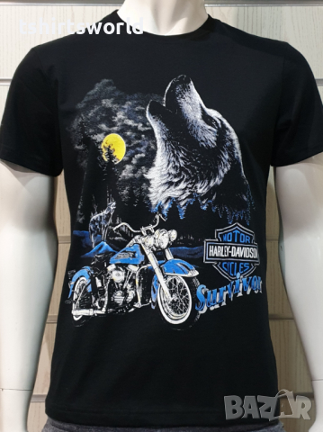 Нова мъжка тениска с дигитален печат HARLEY DAVIDSON -Вълк (Wolf), Survivor , снимка 8 - Тениски - 36178206