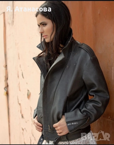 Кожено яке на марката ENIGMA, снимка 3 - Якета - 52579609