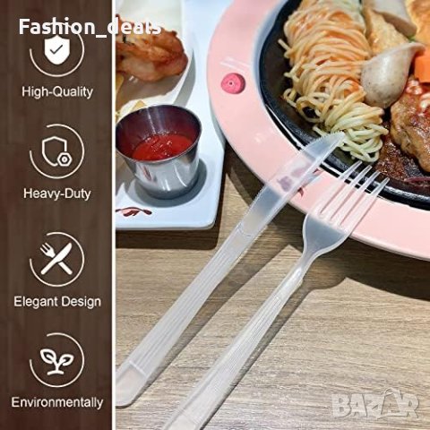 Нова опаковка от 100 прозрачни пластмасови ножа Къмпинг Парти Кетъринг, снимка 3 - Други стоки за дома - 41928549