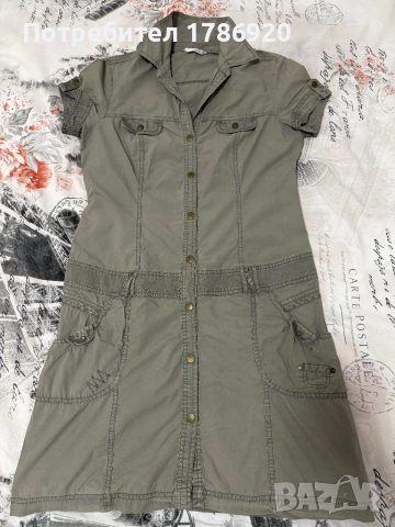 PROMOD рокля-сафари в маслинено зелено - размер M