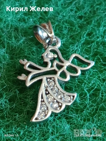 Сребърна висулка Ангел с инкрустирани кристали подходящ аксесоар за ежедневието 52585, снимка 3 - Колиета, медальони, синджири - 53069414