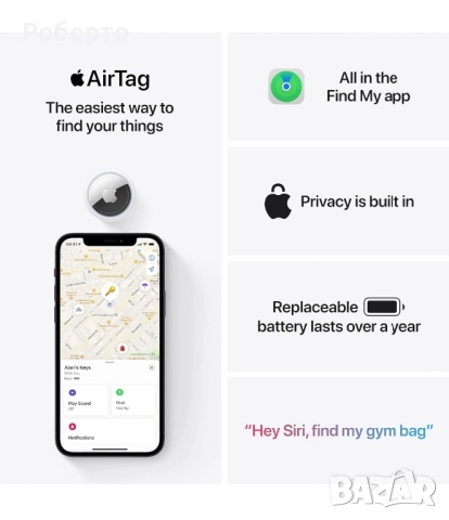 Комплект 4 AirTag Apple, снимка 6 - Аксесоари за Apple - 52959108