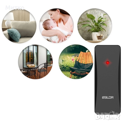 Метеорологична станция Baldr, безжична, хигрометър, термометър, черна, комплект с външен сензор, снимка 5 - Други - 52918268