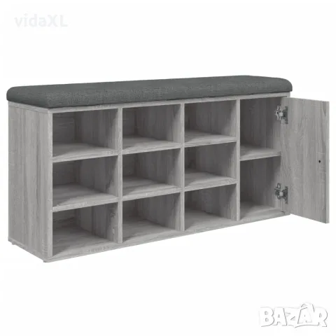 vidaXL Пейка за обувки, сив сонома, 102x32x50 см, инженерно дърво, снимка 8 - Маси - 56148112