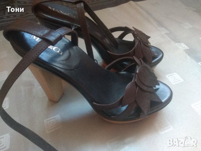 Сандали дърво и кожа MAX&Co, снимка 1 - Дамски елегантни обувки - 34122373