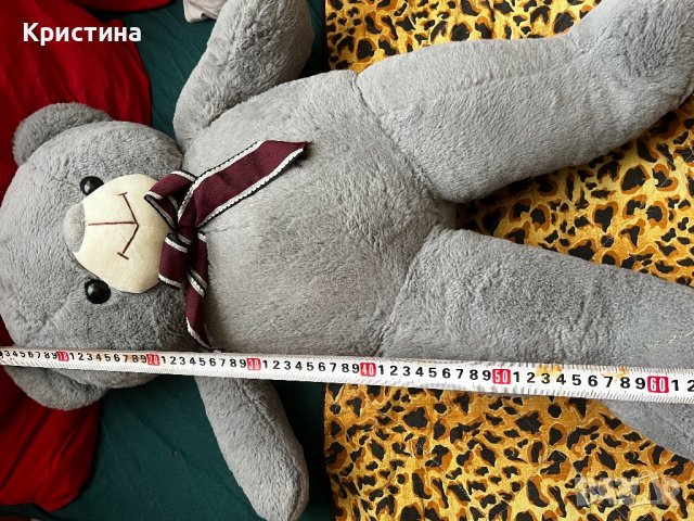 Плюшена сива мечка , снимка 3 - Плюшени играчки - 41618822