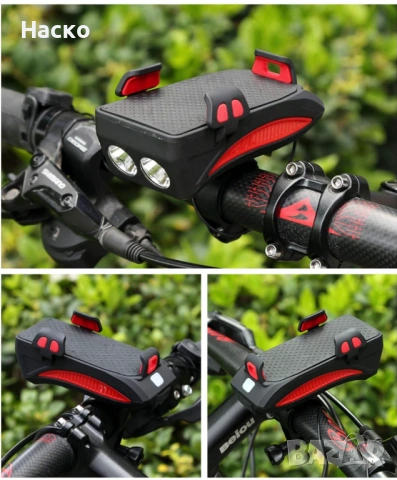 Водоустойчив акумулаторен фар за колело 4 в 1, снимка 3 - Аксесоари за велосипеди - 53441784