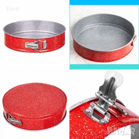 Форма за печене-ринг - 18*6.8см. Червен меланж - Въглеродна стомана, мраморно покритие