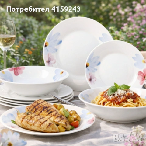 Комплект чинии 24 части с нежни цветя – Свежест и стил за всяка трапеза, снимка 2 - Сервизи - 53283994