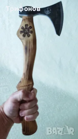 Брадва в прабългарски стил със стойка - ръчна изработка, снимка 9 - Колекции - 47546866