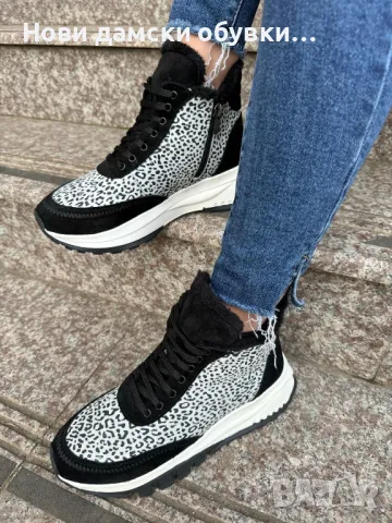 Уникални нови дамски боти от естественакожа с естествен леопардов принт, снимка 2 - Дамски боти - 48443900