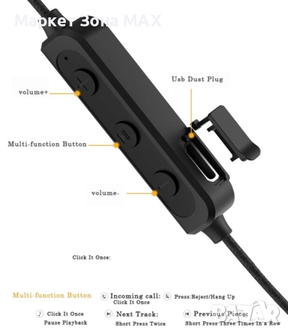 Слушалки KLGO HK-30BL с bluetooth лента, снимка 5 - Слушалки и портативни колонки - 52863271