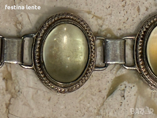 Винтидж сребърна гривна Warmet Agat с естествен халцедон , снимка 3 - Антикварни и старинни предмети - 53156549