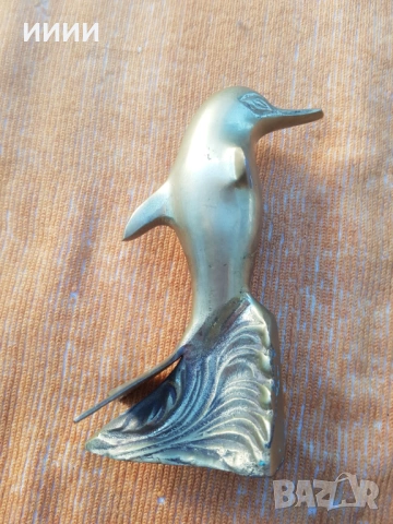 Бронзова пластика статуетка делфин, снимка 2 - Антикварни и старинни предмети - 53260986