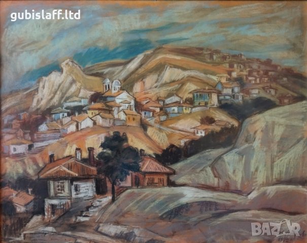 Картина "Изглед от Балчик", худ. Д. Андреев, 1972 г., снимка 2 - Картини - 40581374