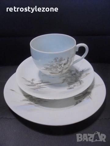 № 8521 Винтидж японски порцеланов троен сет – чашка с две чинийки , снимка 6 - Други ценни предмети - 53750909