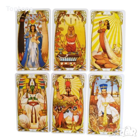 Елегантнo таро: Golden Art Nouveau Tarot & Etherial Visions & Egyptian Art Nouveau Tarot, снимка 5 - Карти за игра - 42293138